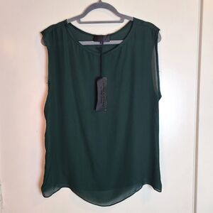 NWT NILI LOTAN - 100% Silk - Pine Green Sleeveless‎ Sadie Tank